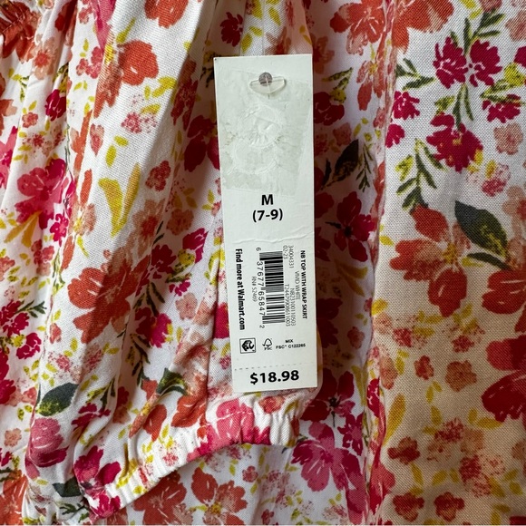 No Boundaries 2 Piece Skirt Set- White Pink Orange Floral Medium - Picture 12 of 13